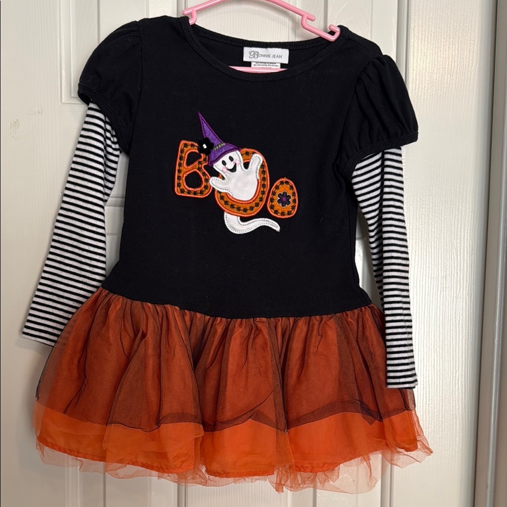 Bonnie Jean Halloween Ghost top Black and Orange